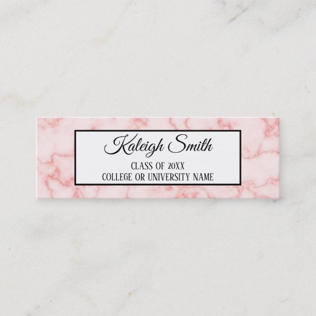 Presentación Graduación de mármol rosa Insertar tarjeta de nomb (Anverso)