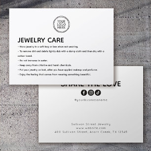 Presentación Logotipo de cuidado de joyas Comparte tarjeta de i