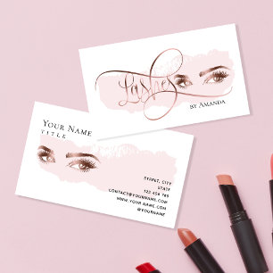 Presentación Makeup Eyebrow Eyes Lashes Rosa Tarjeta de Negocio