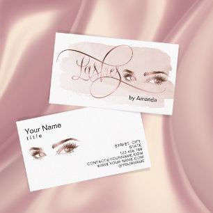 Presentación Makeup Eyebrow Eyes Lashes Rosa Tarjeta de Negocio