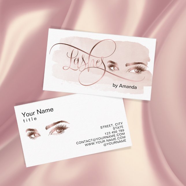 Presentación Makeup Eyebrow Eyes Lashes Rosa Tarjeta de Negocio (Subido por el creador)