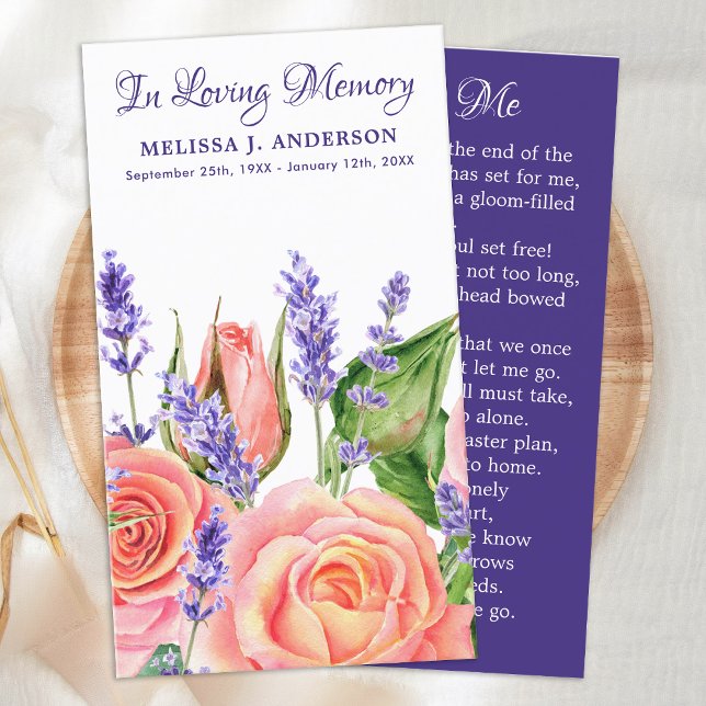 Presentación Memorial Funeral Tarjeta de Oración Lavender Peach (Subido por el creador)