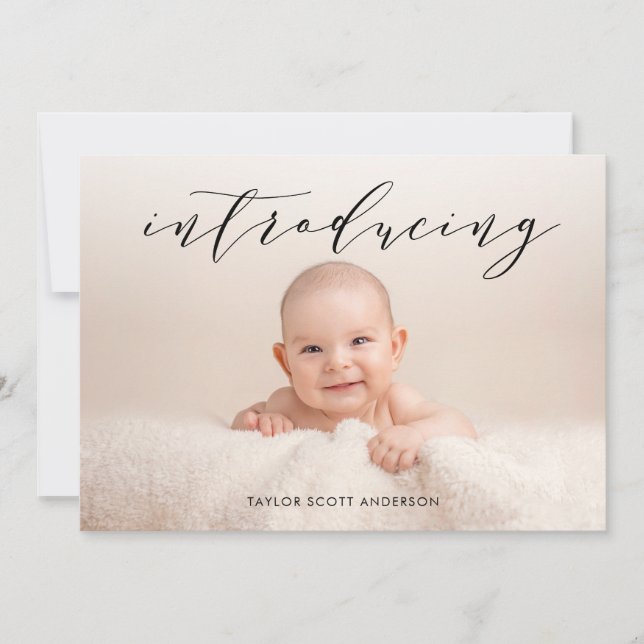 Presentación moderna del anuncio de nacimiento de  (Anverso)