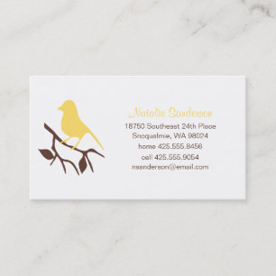 Presentación Pájaro en una tarjeta de visita de la rama