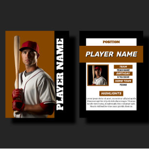 Presentación Perfil de jugador de tarjeta de béisbol marrón per