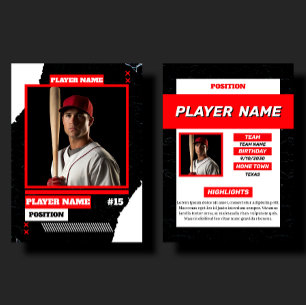 Presentación Perfil de jugador de tarjeta de béisbol roja perso