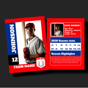 Presentación Perfil de jugador de tarjeta de béisbol roja perso