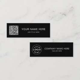Presentación QR de script blanco sobre diseño de tarjeta de lla