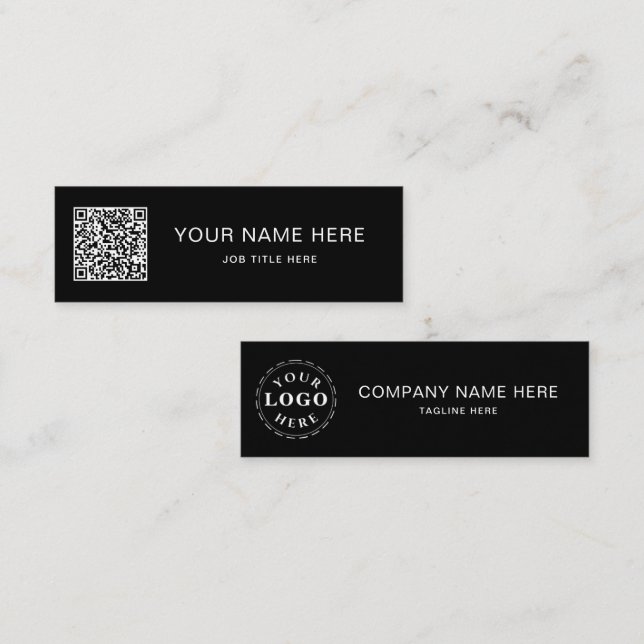 Presentación QR de script blanco sobre diseño de tarjeta de lla (Anverso / Reverso)