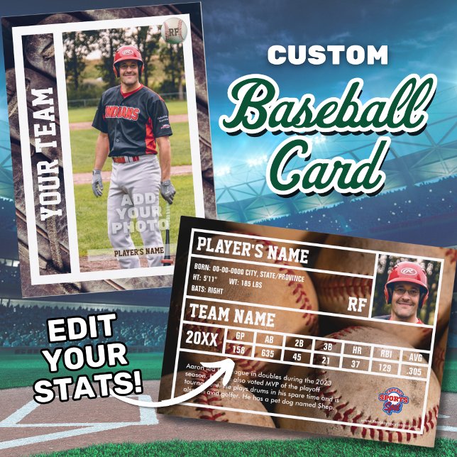 Presentación Recuerdos de la tarjeta de intercambio del jugador (Edit your personal baseball stats to customize your own baseball trading card!)