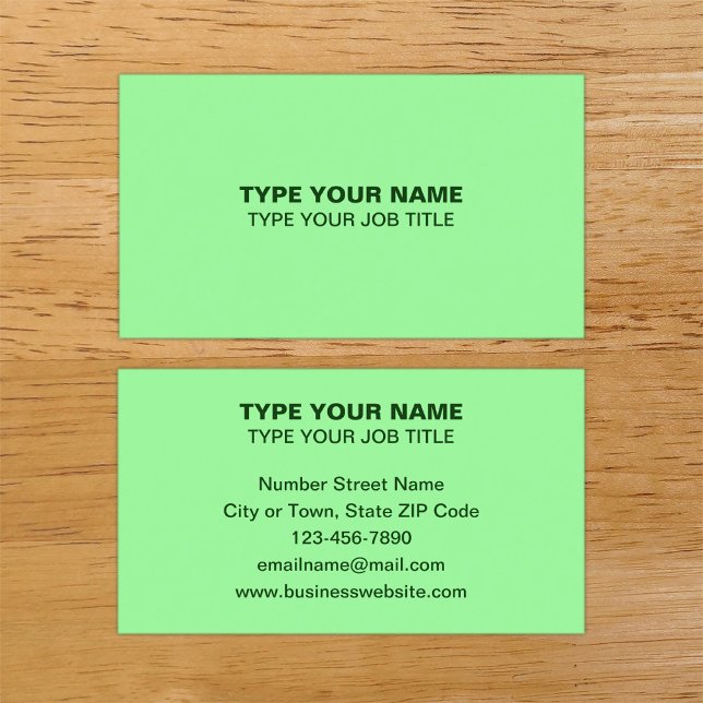Presentación Sencillos textos planos Diseñar tarjeta de llamada (Plain texts design light green calling card.)