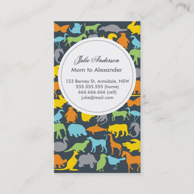 Presentación Tarjeta animal de encargo de la mamá (Anverso)