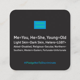 Presentación Tarjeta antidiscriminación 2.5"x2.5" Paquete de 10
