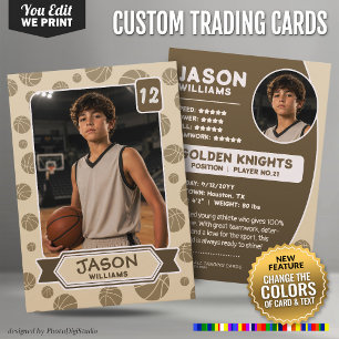 Presentación Tarjeta de baloncesto personalizada, colores edita