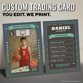 Presentación Tarjeta de baloncesto personalizada, jugador retro
