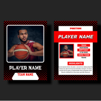 Presentación Tarjeta de baloncesto personalizada roja del jugad