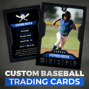 Presentación Tarjeta de béisbol Black & Blue con estadísticas