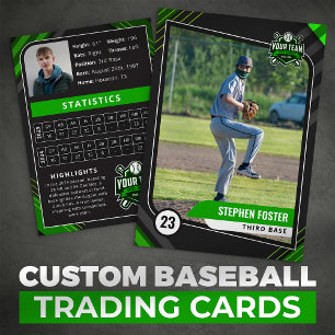 Presentación Tarjeta de béisbol coleccionable Green & Black Pro