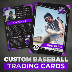 Presentación Tarjeta de béisbol coleccionable Purple & Black