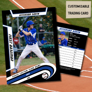 Presentación Tarjeta de béisbol de intercambio azul negro vivo