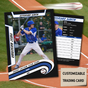 Presentación Tarjeta de béisbol de intercambio azul negro vivo