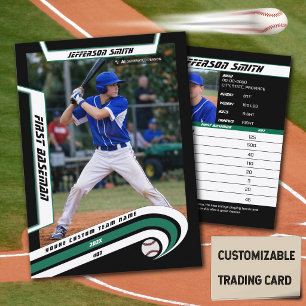 Presentación Tarjeta de béisbol de intercambio verde vivo negro