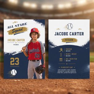 Presentación Tarjeta de béisbol moderna de la marina editable