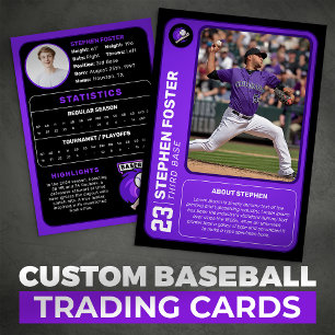 Presentación Tarjeta de béisbol morada regalo jugador de béisbo