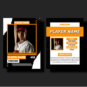 Presentación Tarjeta de béisbol naranja personalizada del perfi