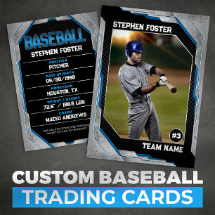 Presentación Tarjeta de béisbol personalizada azul de jugador d