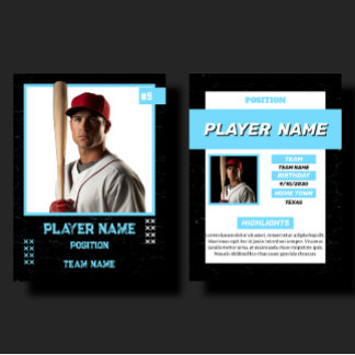 Presentación Tarjeta de béisbol personalizada azul Perfil del j