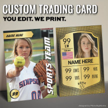 Tarjeta de béisbol personalizada de softball, juga