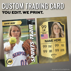Presentación Tarjeta de béisbol personalizada de softball, juga