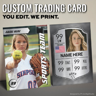 Presentación Tarjeta de béisbol personalizada de softball, juga