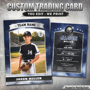 Presentación Tarjeta de béisbol personalizada, estadio azul pla