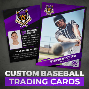 Presentación Tarjeta de béisbol púrpura y negra Tarjeta de béis