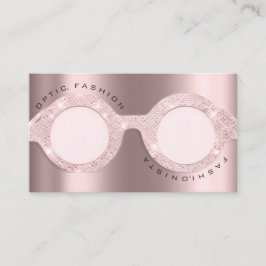 Presentación Tarjeta de cita Rosa Óptico Purpurina Gafas Metali