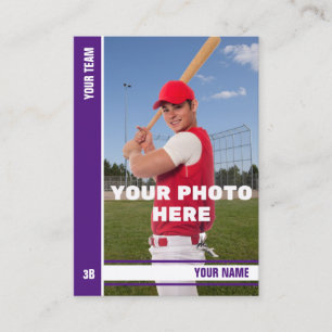 Presentación Tarjeta de comercio de béisbol de banda morada - E