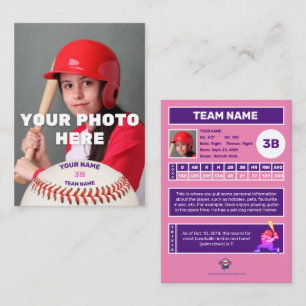 Presentación Tarjeta de comercio de béisbol "Pink Back" - Estad