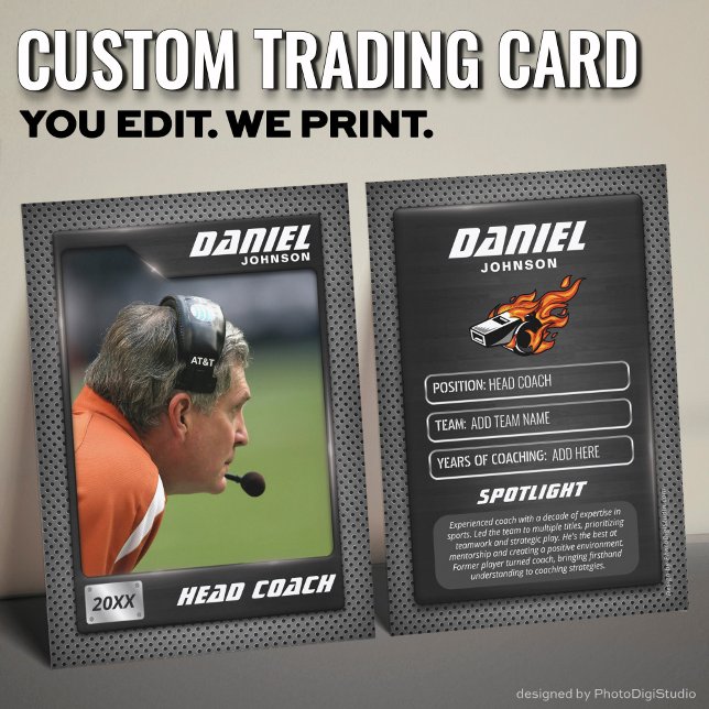 Presentación Tarjeta de comercio de entrenador personalizada, r (Best Coach Ever, Personalized Coach Trading Card, Custom Coach Player Card)