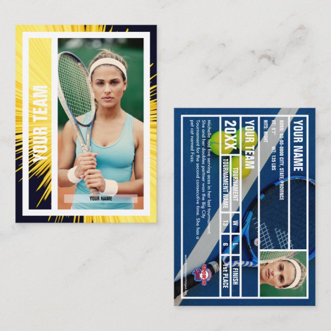Presentación Tarjeta de comercio de equipos de tenis - Rayos ne (Anverso / Reverso)
