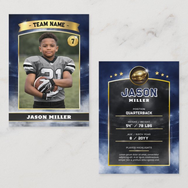 Presentación Tarjeta de Comercio de Fútbol Personalizada, Estad (Anverso / Reverso)