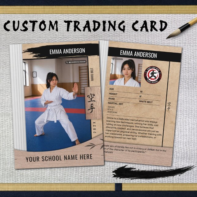 Presentación Tarjeta de comercio de madera cinturón blanco de K (Celebrate the beginning of a lifelong martial arts journey with a custom White Belt card.)