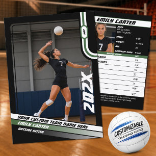 Presentación Tarjeta de comercio de voleibol personalizada verd