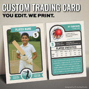Presentación Tarjeta de cricket personalizada, jugador azul tur