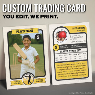 Presentación Tarjeta de cricket personalizada, jugador de oro v