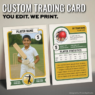 Presentación Tarjeta de cricket personalizada, jugador verde vi