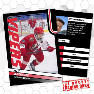 Presentación Tarjeta de Cromos de Hockey sobre Hielo en Rojo Ne