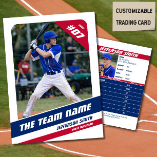 Presentación Tarjeta de Equipo de Béisbol Rojo Azul