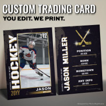 Tarjeta de hockey personalizada, jugador de hockey